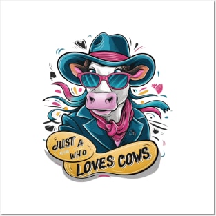 In this vibrant and whimsical 4k vector illustration, a delightful cow character exudes infectious charm Posters and Art